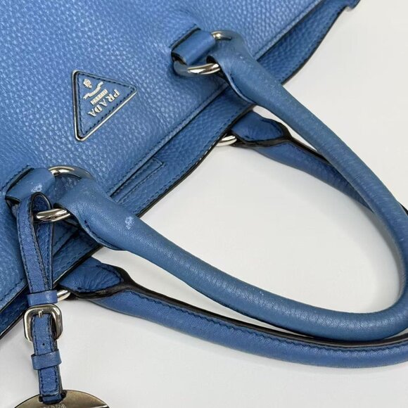 Prada Blue Leathe Convertible Shopper Tote - Picture 8 of 11
